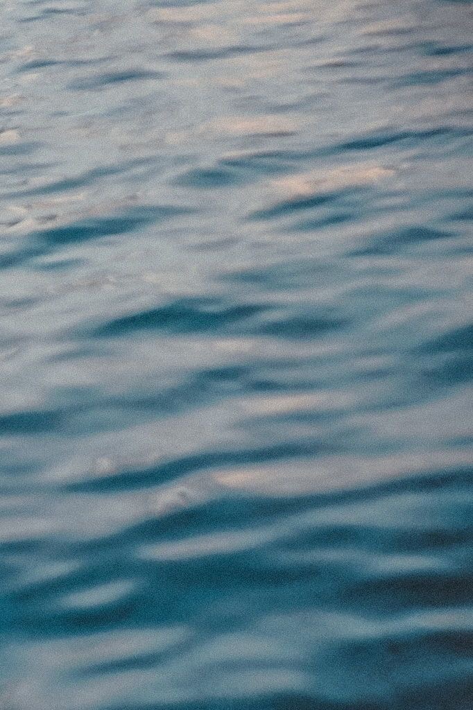 Still water rippling in soft dusk light